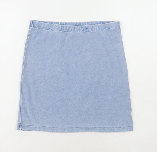 River Island Womens Blue Cotton A-Line Skirt Size 6