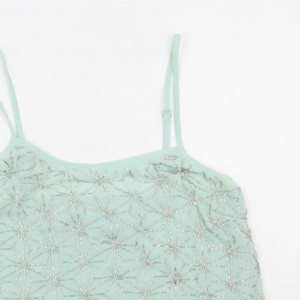 Topshop Womens Blue Polyester Camisole T-Shirt Size 8 Scoop Neck