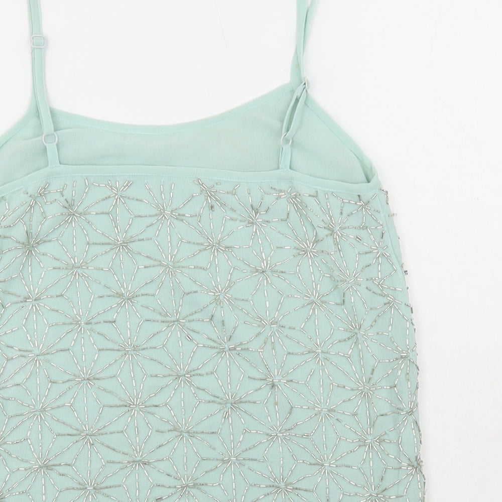 Topshop Womens Blue Polyester Camisole T-Shirt Size 8 Scoop Neck