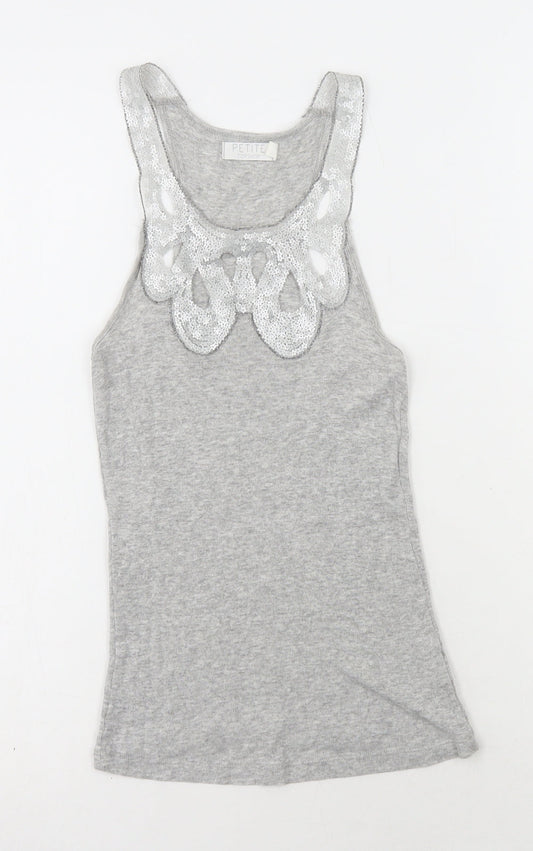 Topshop Womens Grey Viscose Camisole Tank Size 6 Scoop Neck