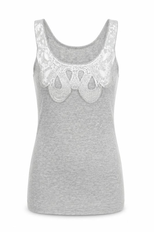 Topshop Womens Grey Viscose Camisole Tank Size 6 Scoop Neck