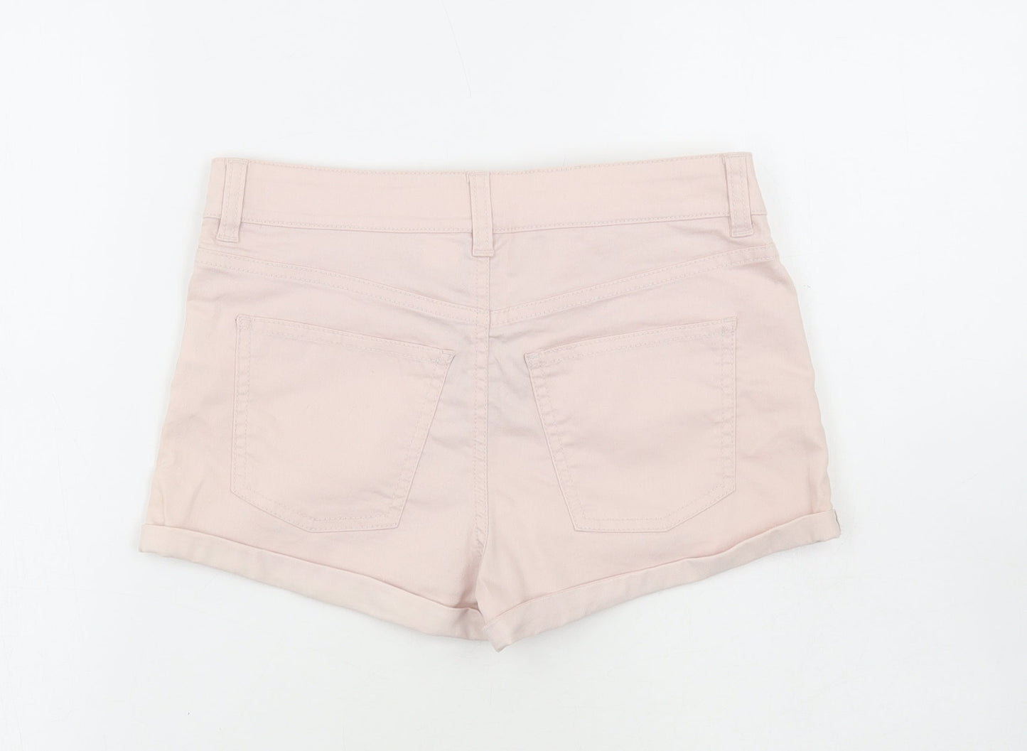 H&M Womens Beige Cotton Dungaree Shorts Shorts Size 8 Regular