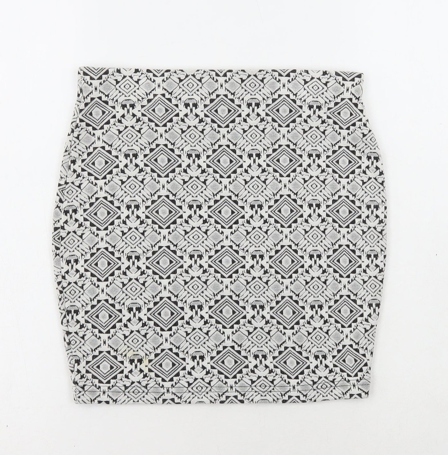 River Island Womens White Geometric Viscose Mini Skirt Size 8