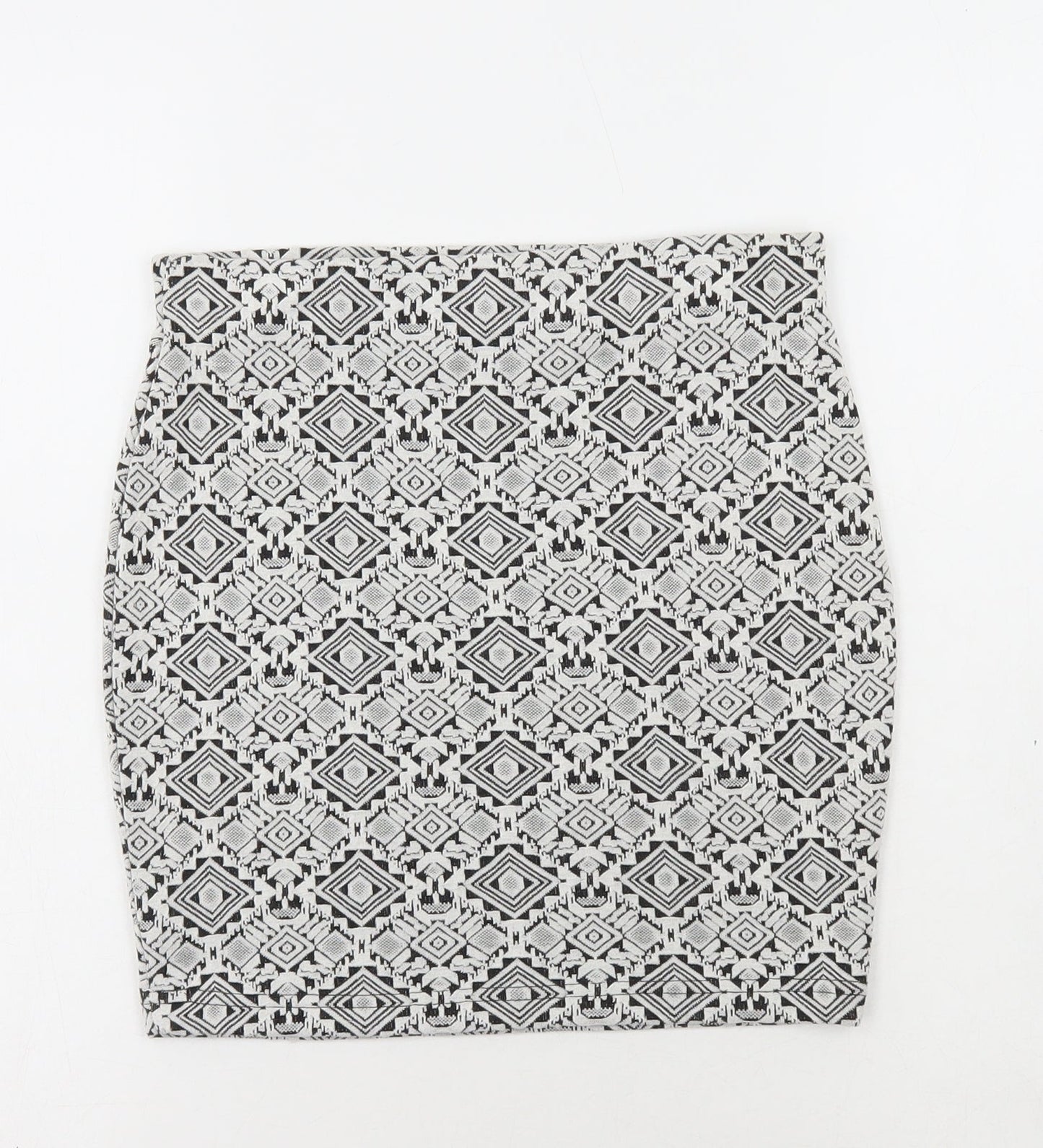 River Island Womens White Geometric Viscose Mini Skirt Size 8