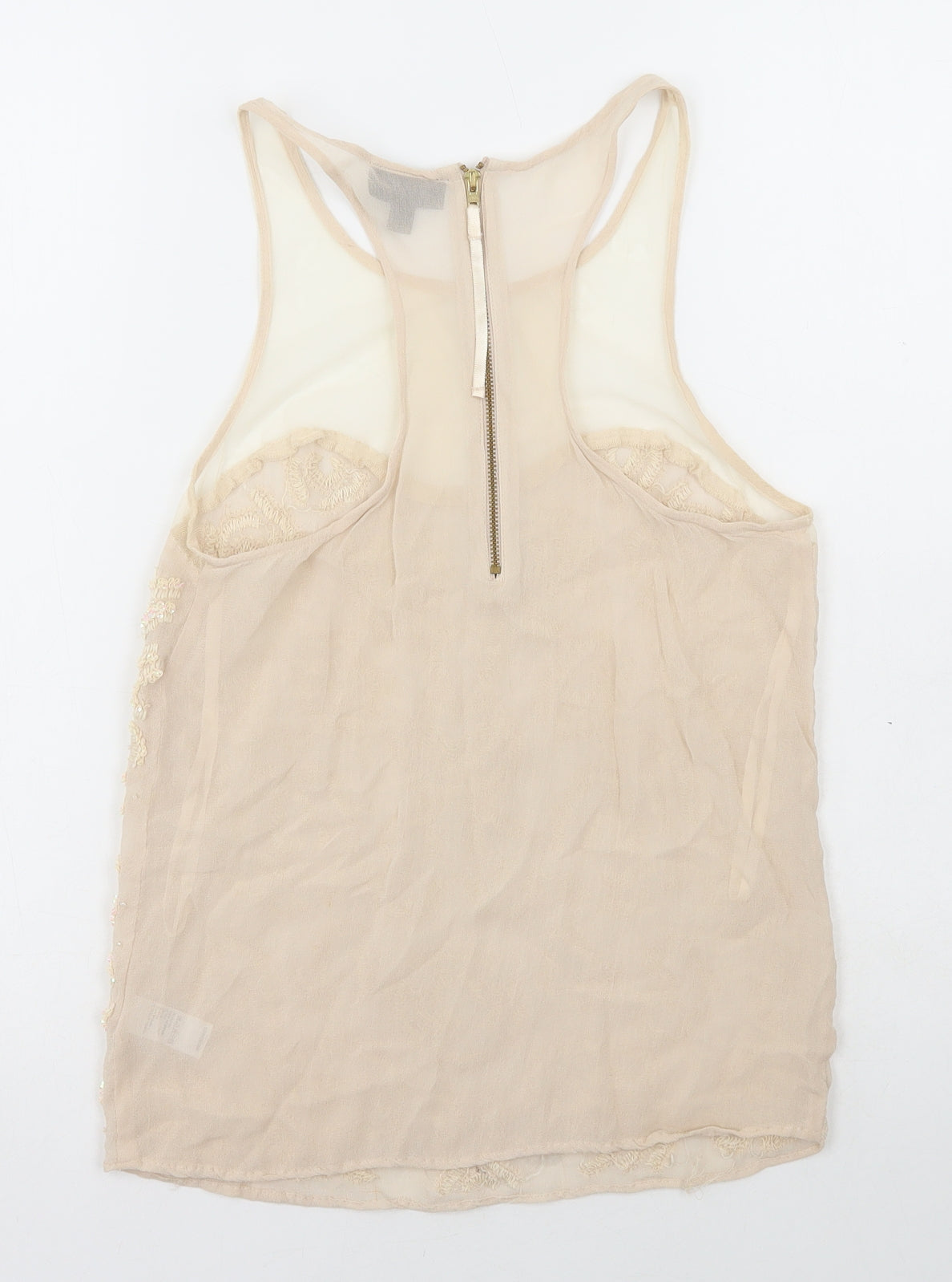 Topshop Womens Beige Nylon Camisole Tank Size 6 Scoop Neck