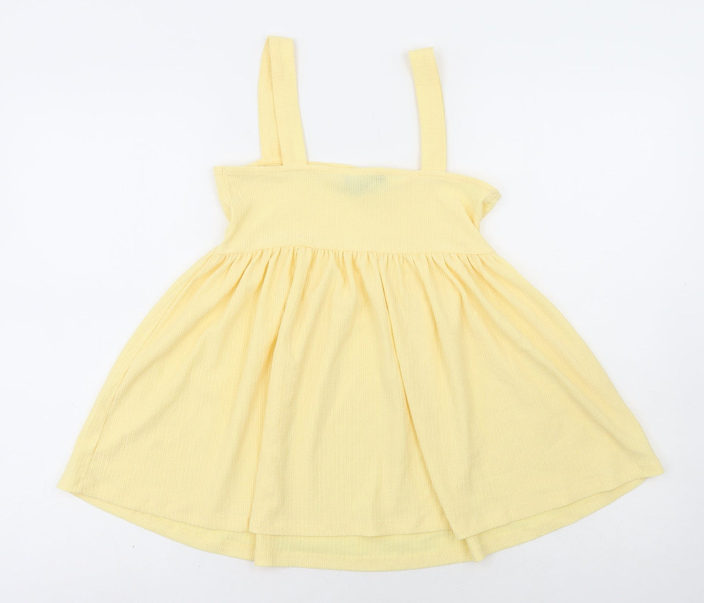 New Look Womens Yellow Polyester Basic Blouse Size 8 Square Neck