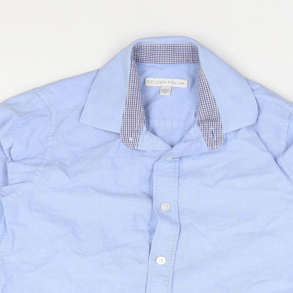 Rocha John Rocha Boys Blue Cotton Jersey Button-Up Size 6 Years Collared Button