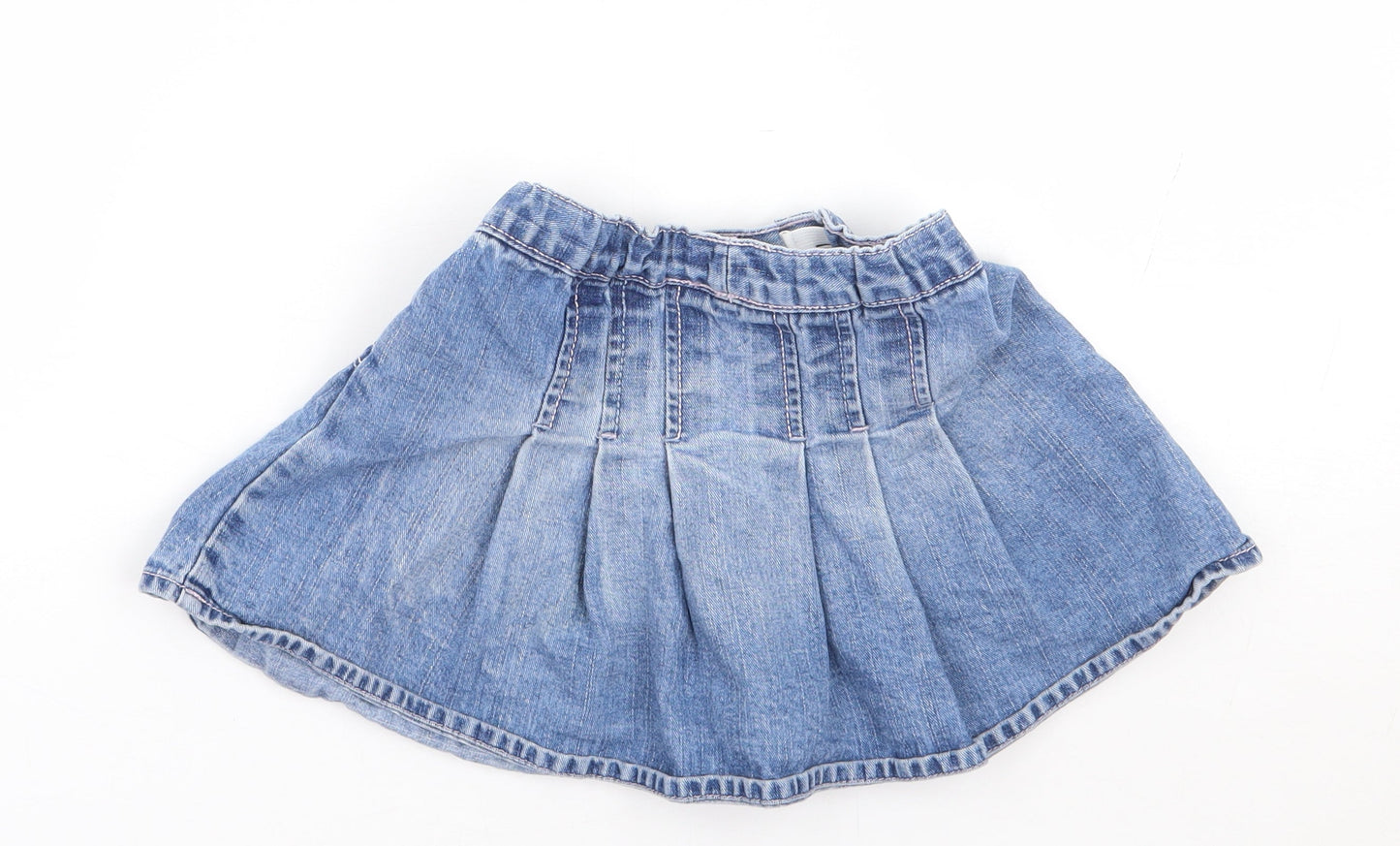 Marks and Spencer Girls Blue 100% Cotton Flare Skirt Size 3-4 Years Regular