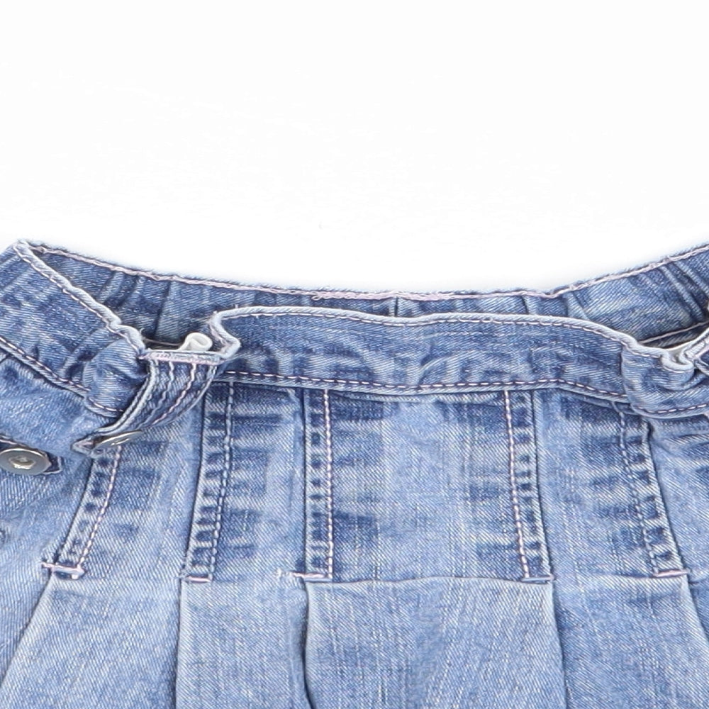 Marks and Spencer Girls Blue 100% Cotton Flare Skirt Size 3-4 Years Regular