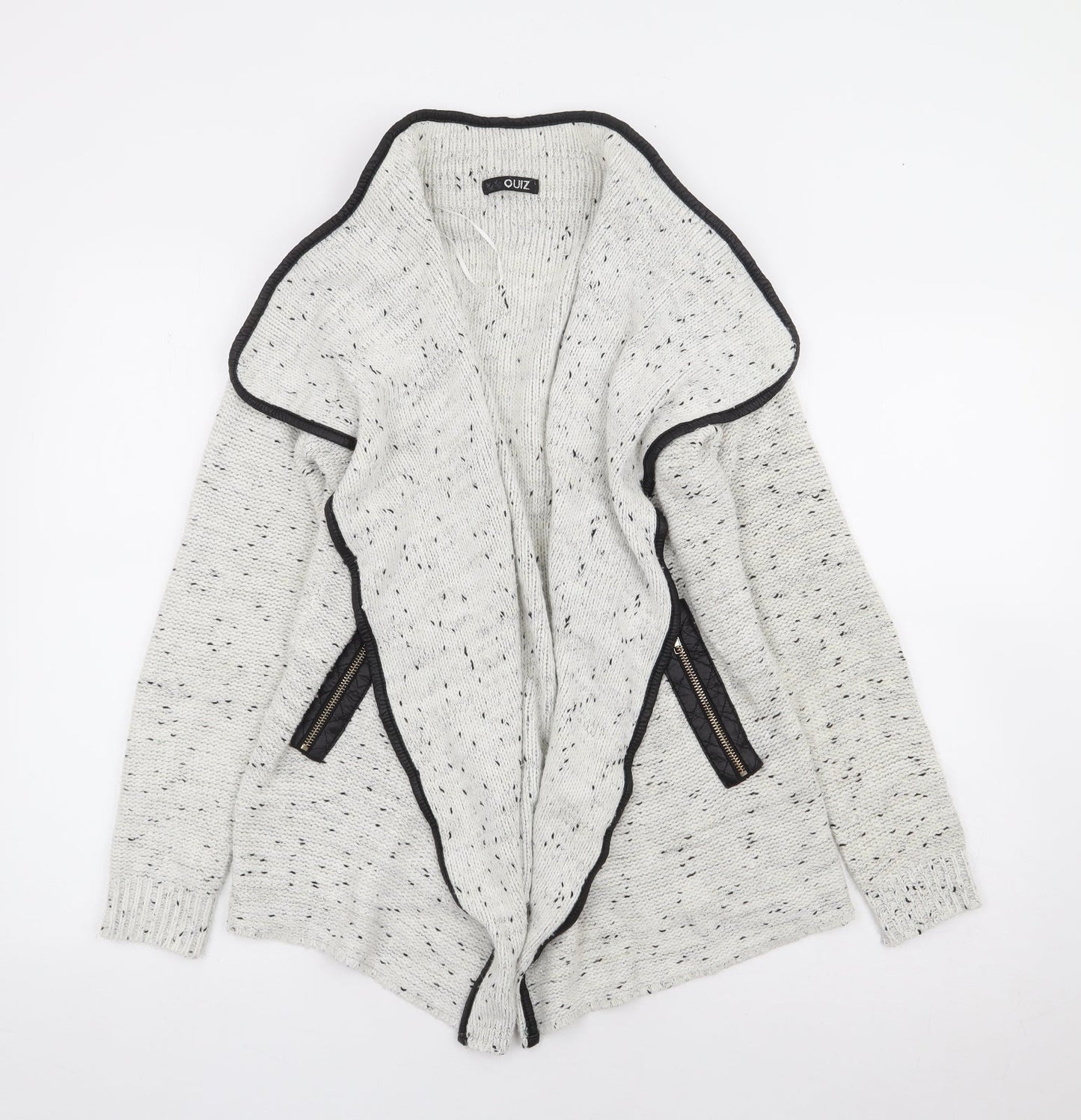 Quiz Womens Ivory V-Neck Polyester Cardigan Jumper Size S