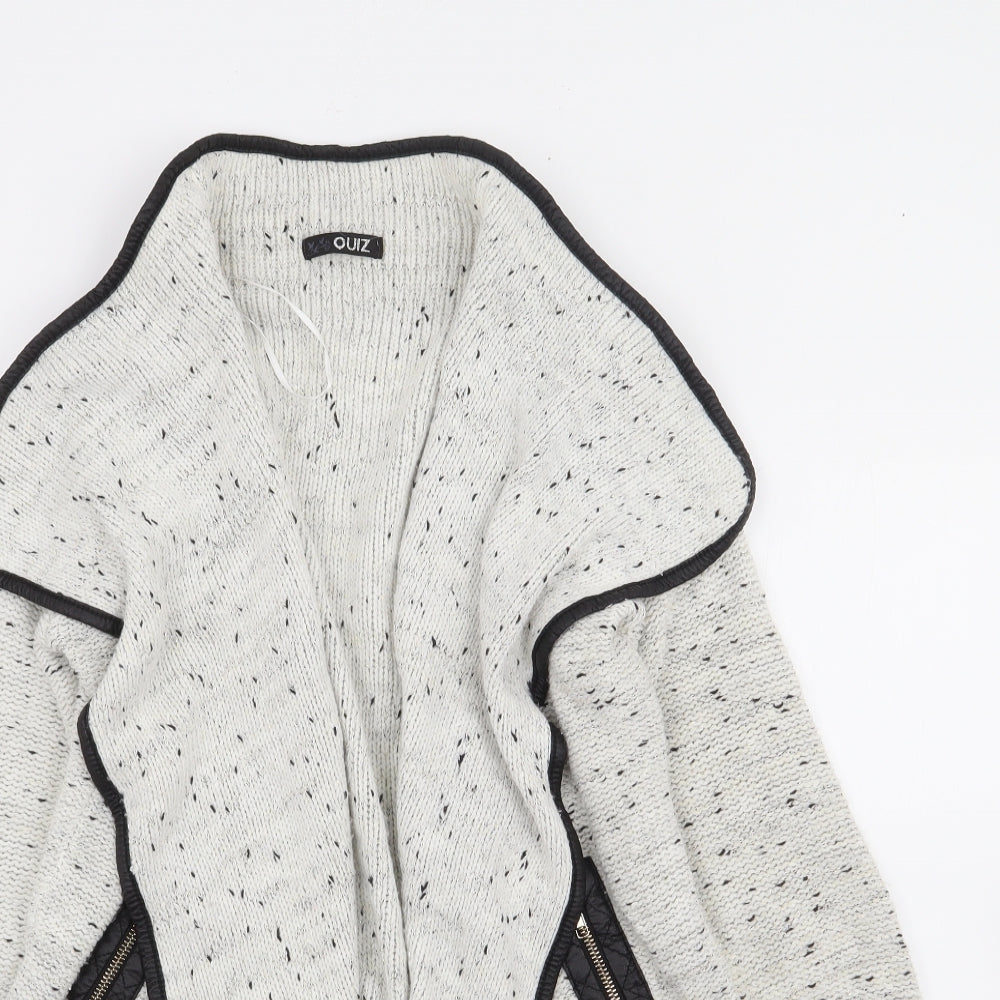 Quiz Womens Ivory V-Neck Polyester Cardigan Jumper Size S