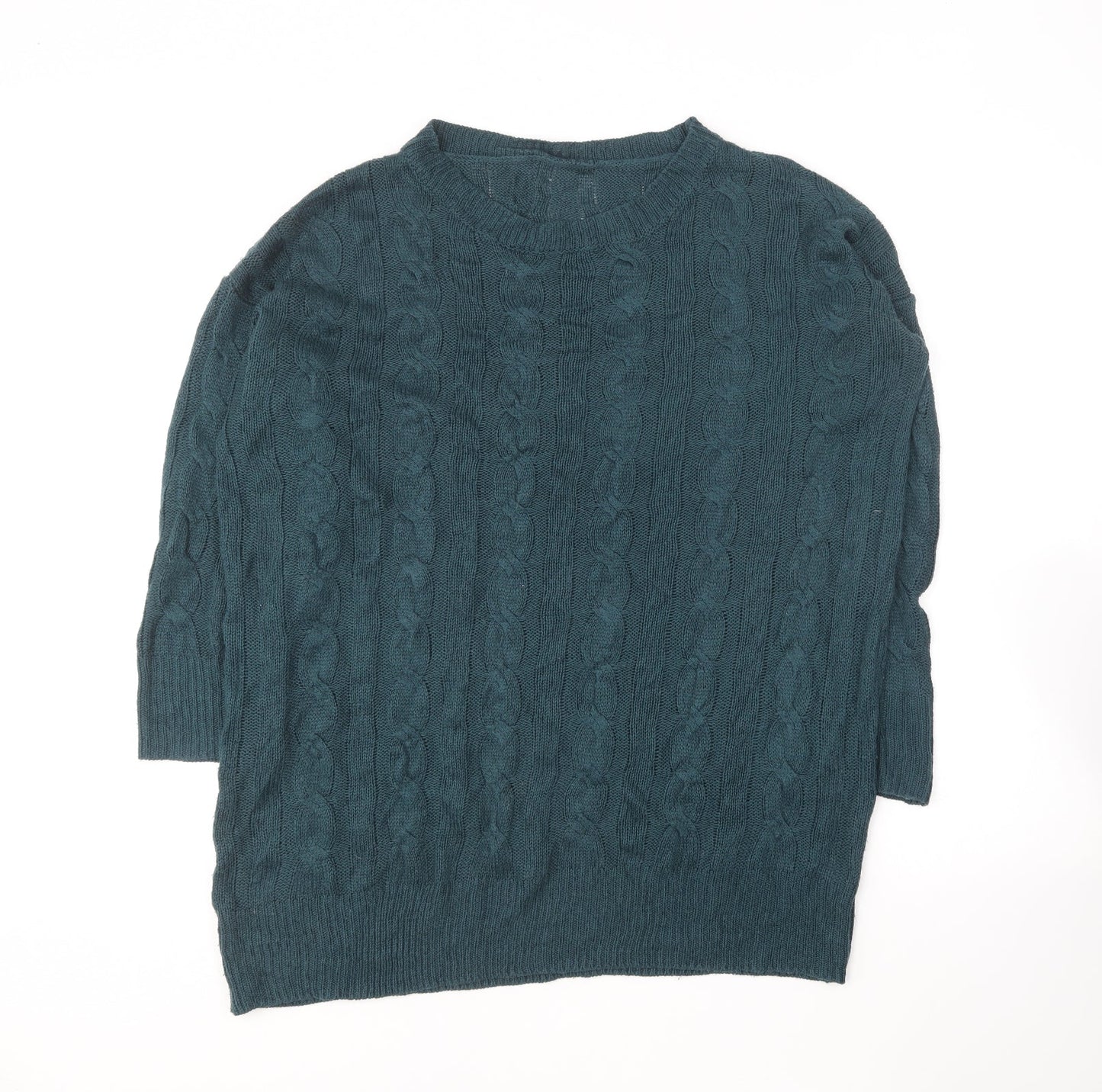SheIn Womens Green Round Neck Acrylic Pullover Jumper Size M