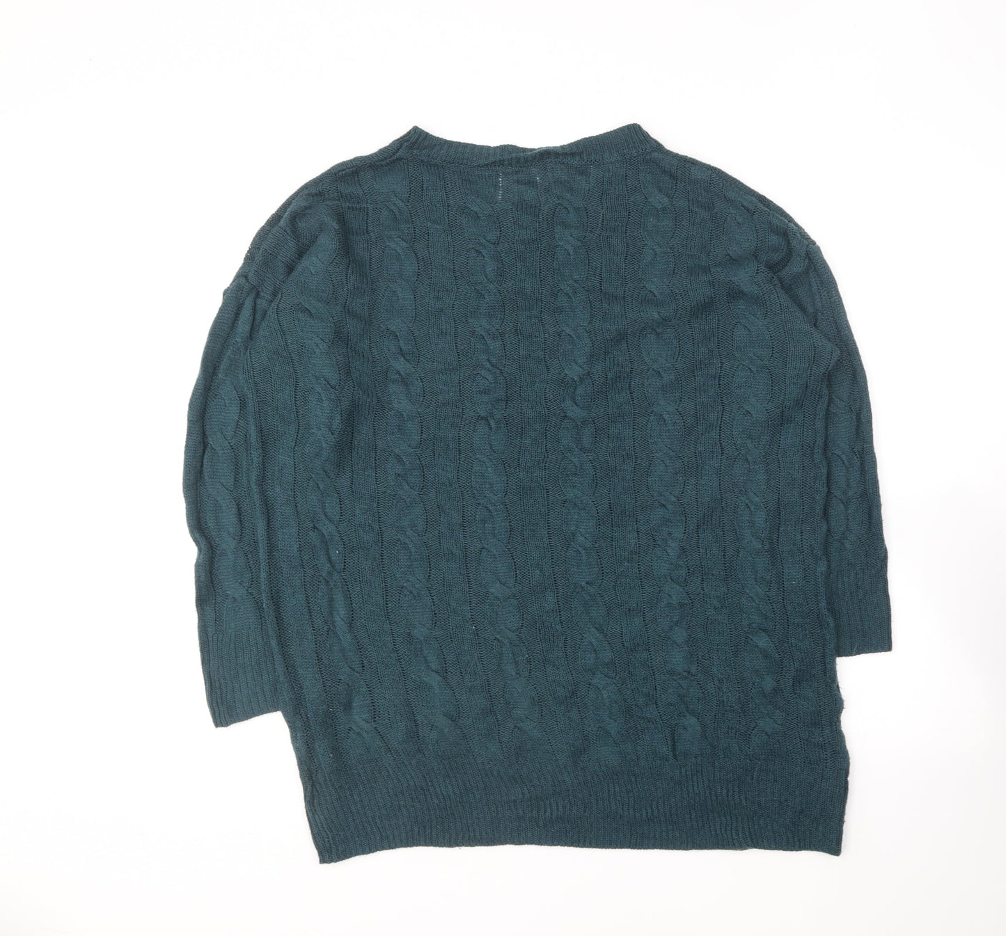 SheIn Womens Green Round Neck Acrylic Pullover Jumper Size M