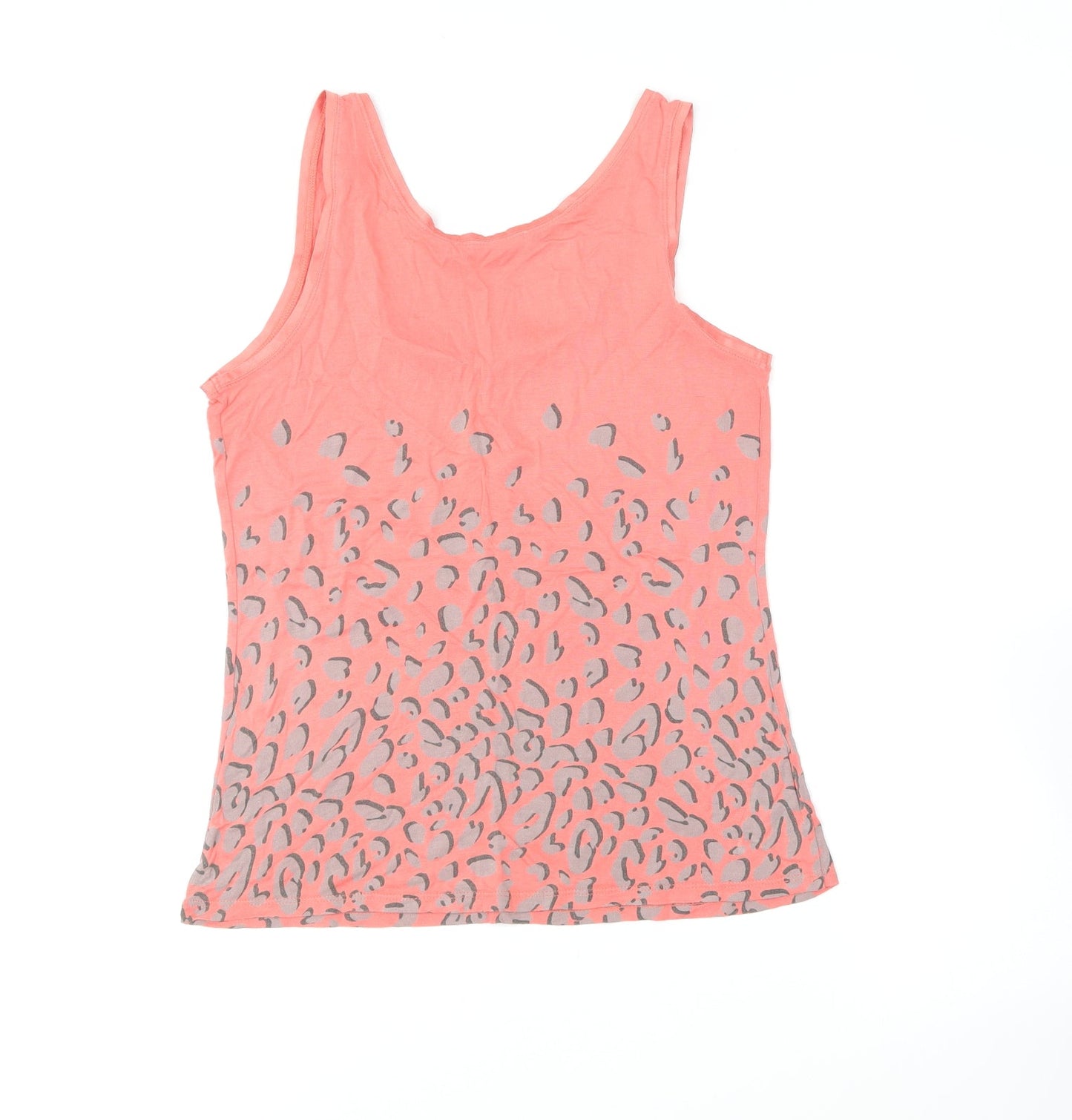 Oasis Womens Pink Animal Print Viscose Basic Tank Size M Scoop Neck