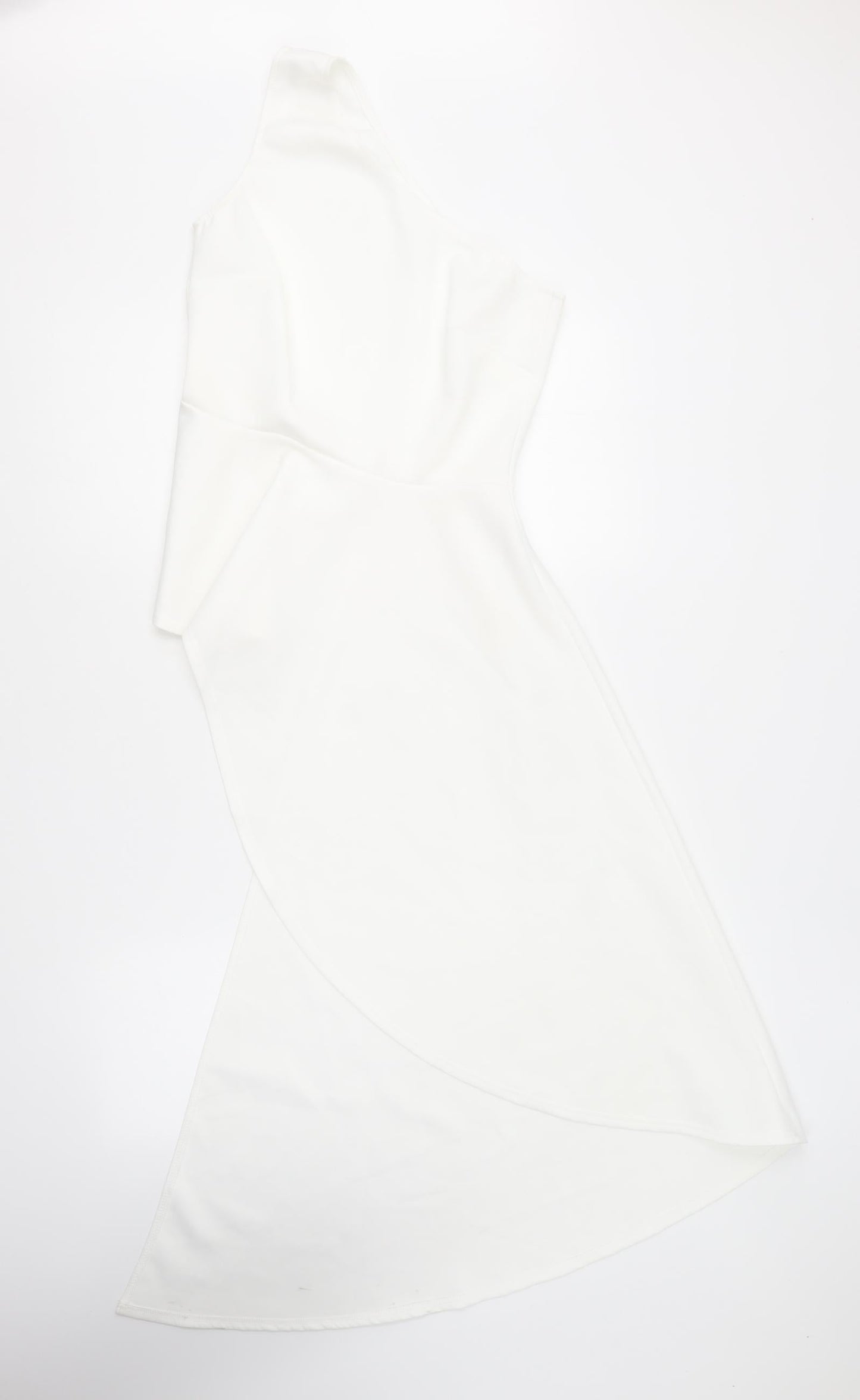 Preworn Womens White Polyester Basic Blouse Size S One Shoulder - Asymmetric