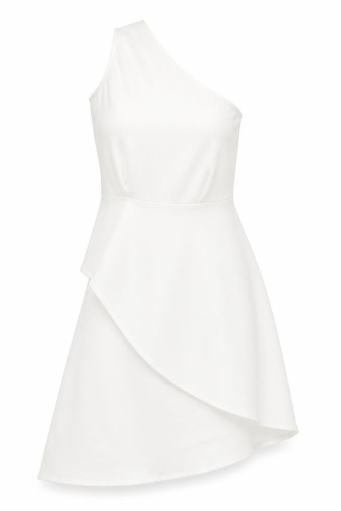 Preworn Womens White Polyester Basic Blouse Size S One Shoulder - Asymmetric