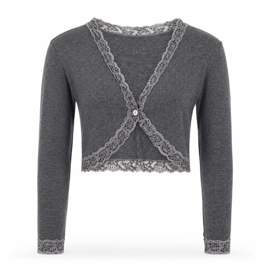 Fohann Brown Womens Grey V-Neck Polyester Cardigan Jumper Size 4