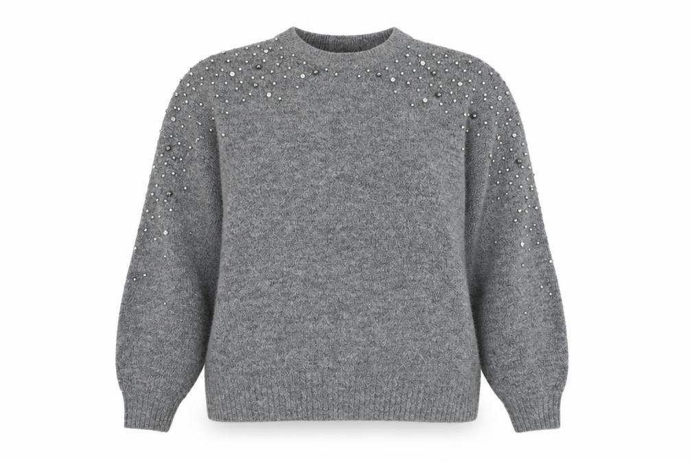 H&M Womens Grey Round Neck Acrylic Pullover Jumper Size M