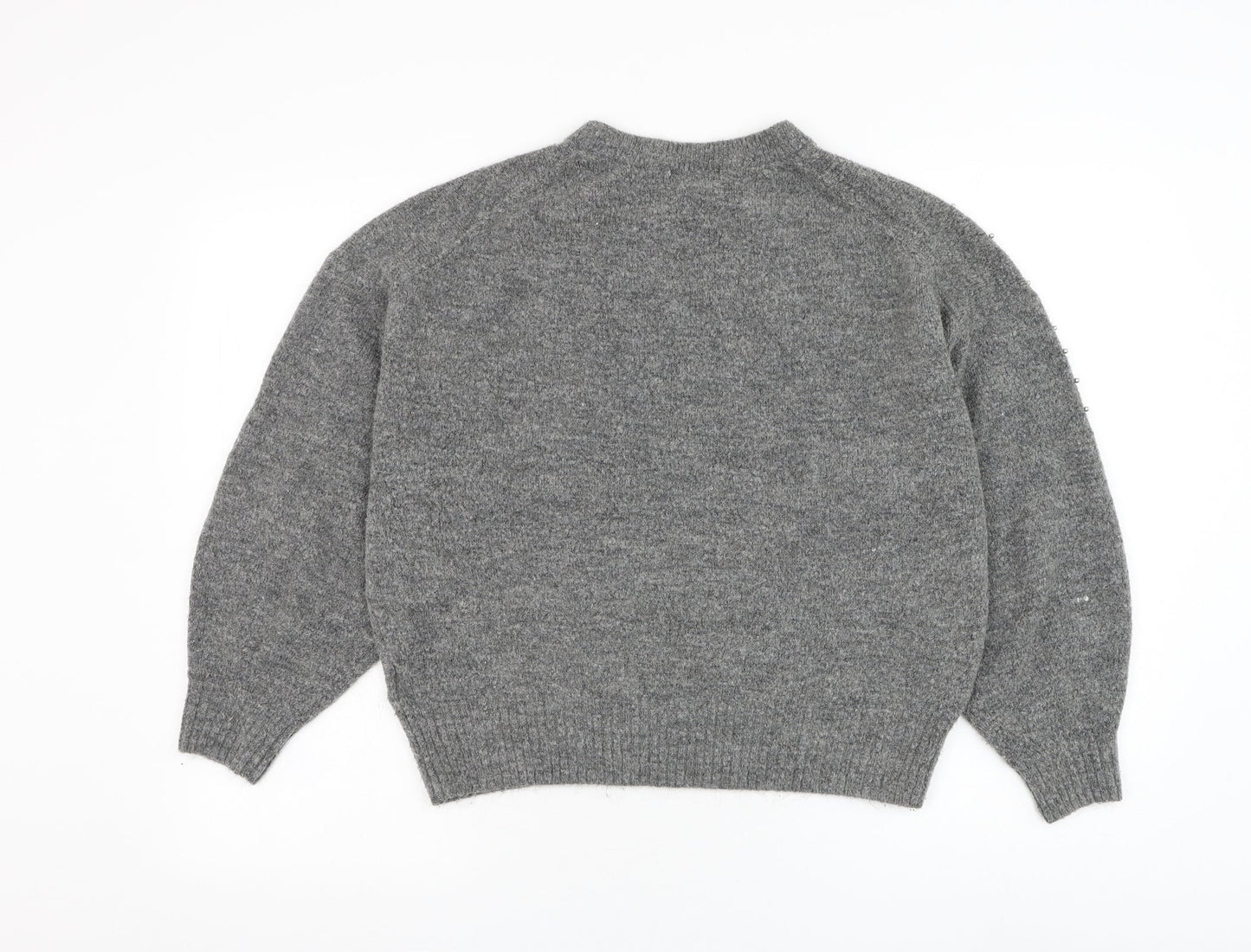 H&M Womens Grey Round Neck Acrylic Pullover Jumper Size M