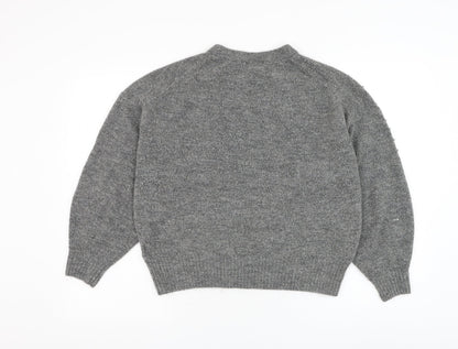 H&M Womens Grey Round Neck Acrylic Pullover Jumper Size M