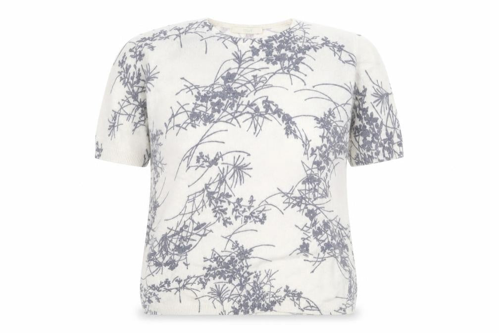 Marks & Spencer Womens White Round Neck Floral Angora Pullover Jumper Size 12