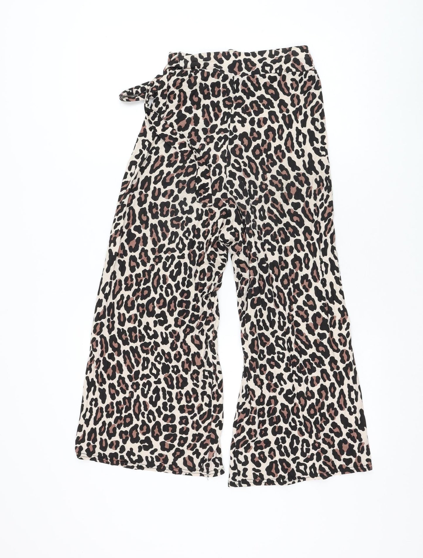 I SAW IT FIRST Womens Beige Animal Print Viscose Cropped Trousers Size 6 L20 in Regular