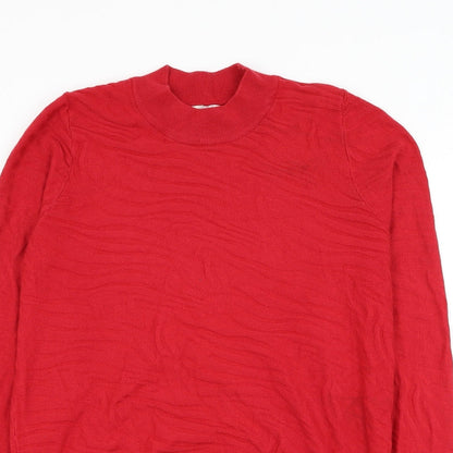 Preloved NEXT Womens Red Round Neck Viscose Pullover Jumper Size 12 - Detail