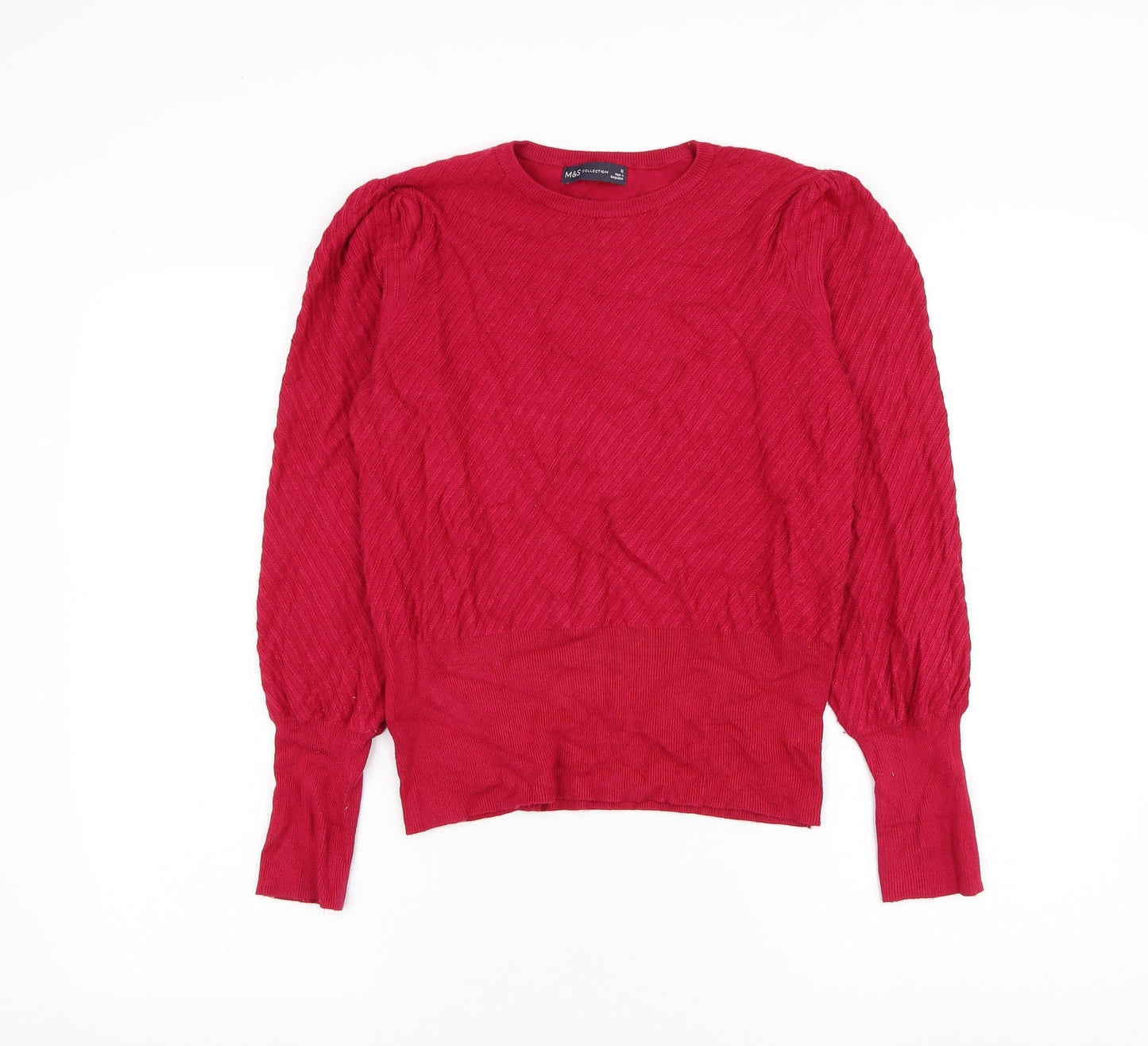 Marks and Spencer Womens Pink Round Neck Viscose Pullover Jumper Size 12