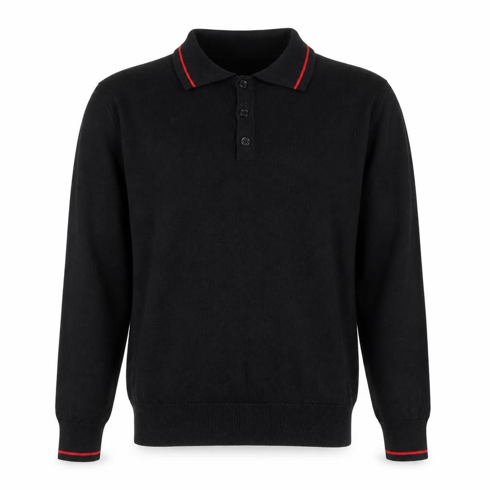 Daniel Christian Mens Black Collared Cotton Pullover Jumper Size S