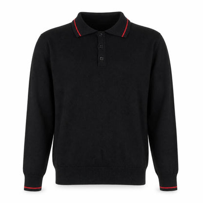 Daniel Christian Mens Black Collared Cotton Pullover Jumper Size S