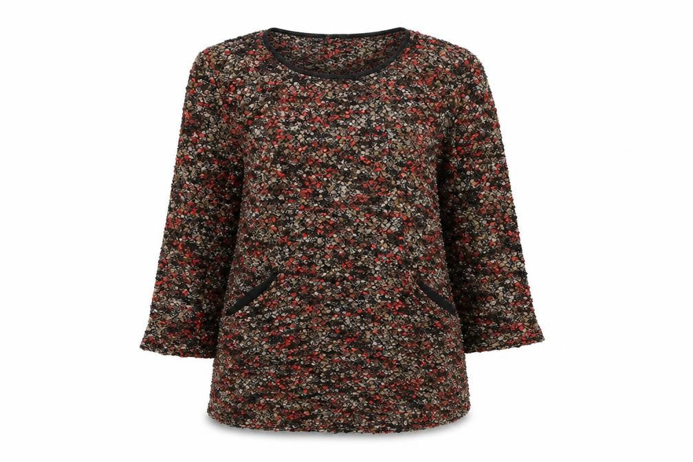 Isle Womens Black Round Neck Geometric Polyester Pullover Jumper Size 10