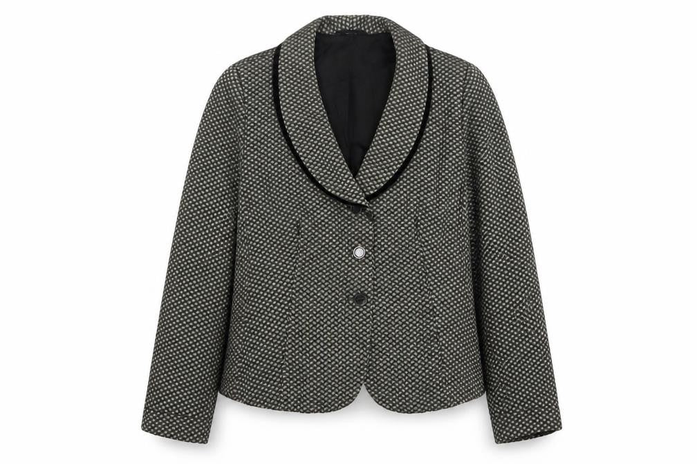 Basler Womens Beige Geometric Wool Jacket Sport Coat Size 18