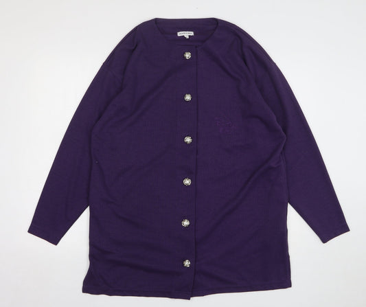 South Lodge Womens Purple Round Neck Polyester Cardigan Jumper Size M