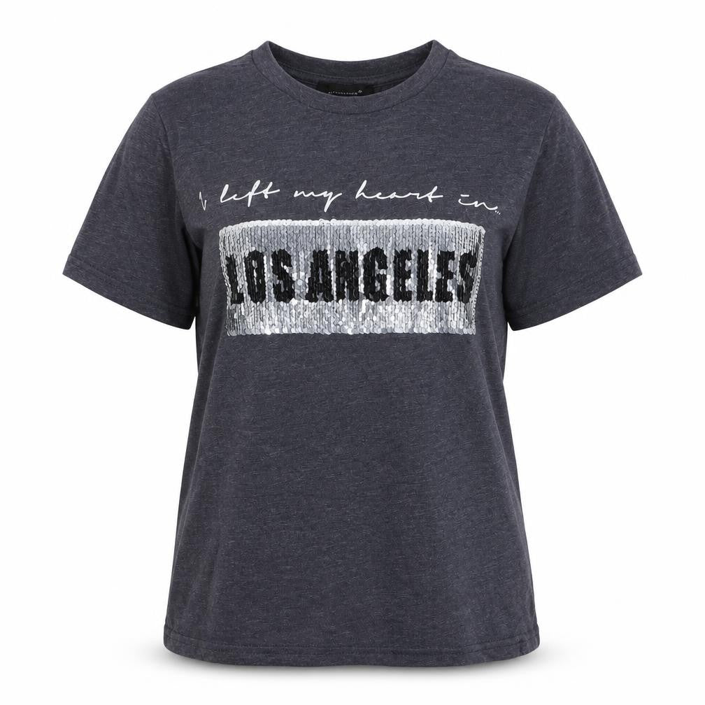 Atmosphere Womens Grey Cotton Basic T-Shirt Size 6 Round Neck - Los Angeles