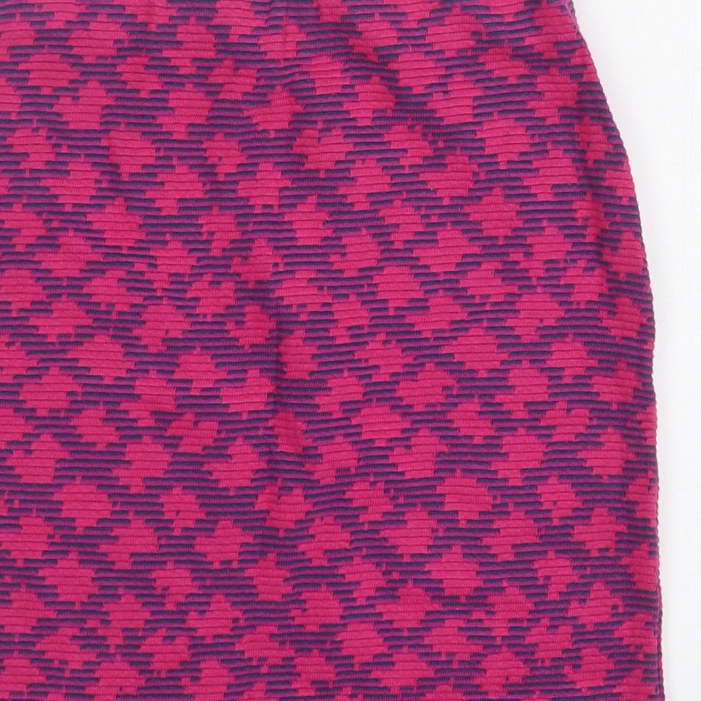 Topshop Womens Pink Geometric Cotton Mini Skirt Size 8