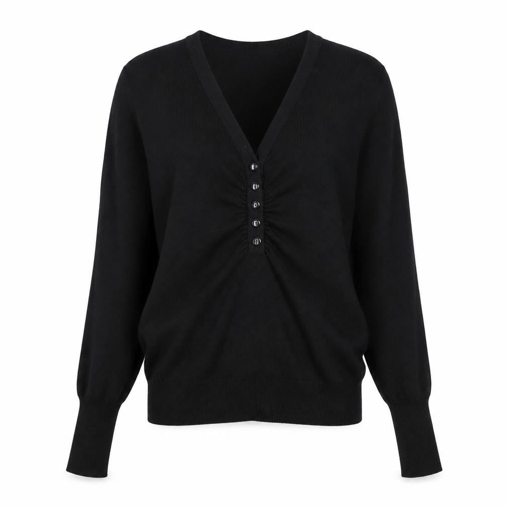 New Look Womens Black V-Neck Viscose Pullover Jumper Size 8
