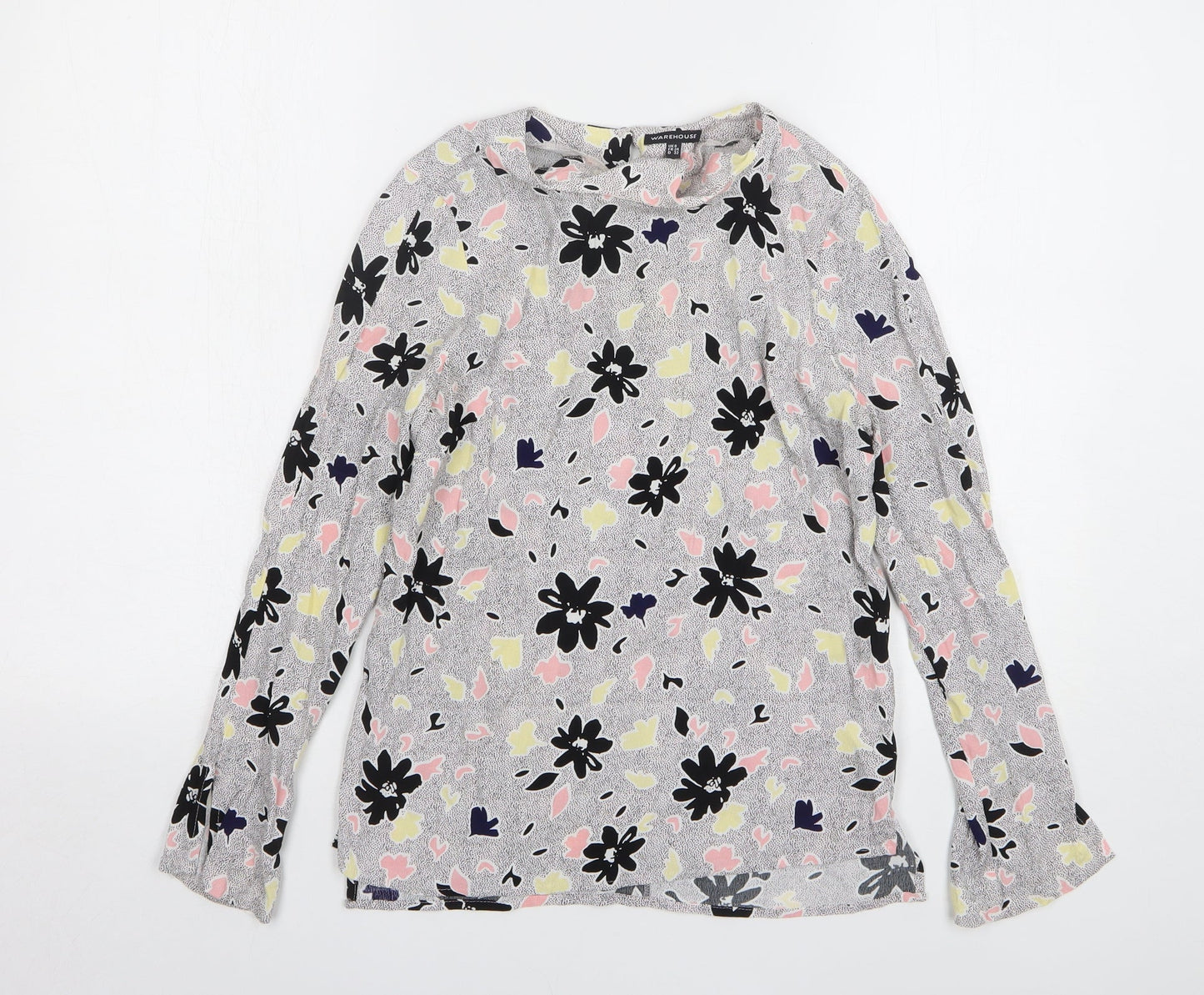 Warehouse Womens Multicoloured Floral Viscose Basic Blouse Size 6 Round Neck