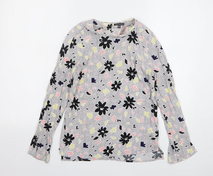 Warehouse Womens Multicoloured Floral Viscose Basic Blouse Size 6 Round Neck