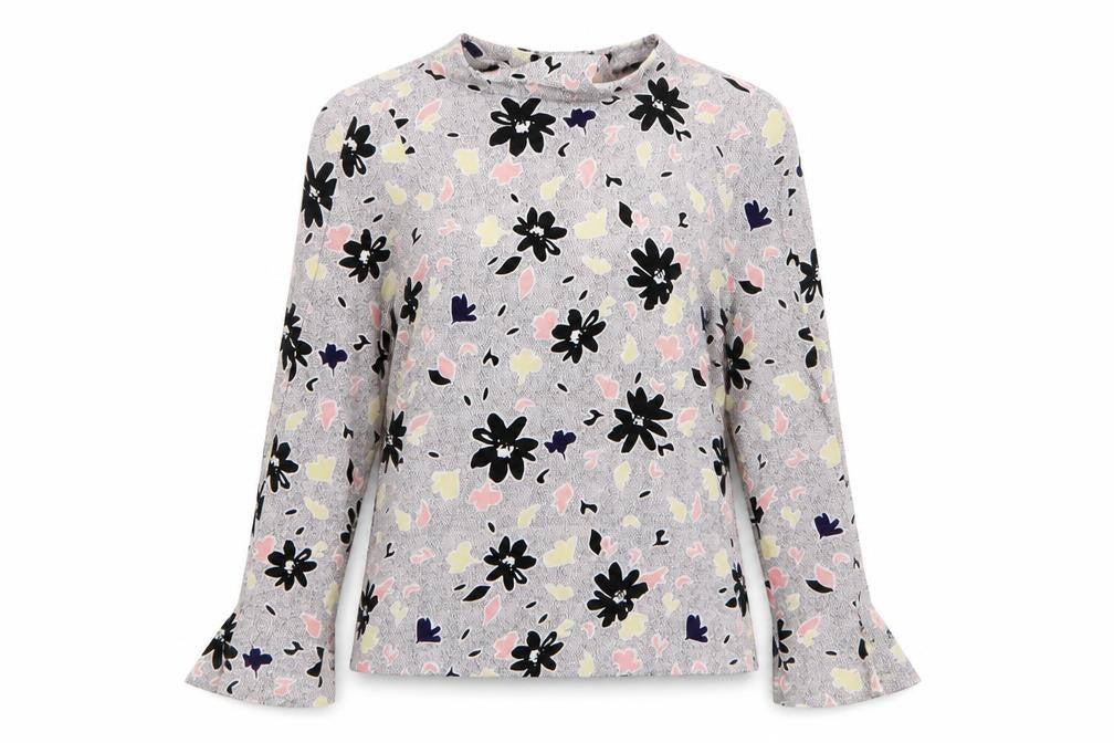 Warehouse Womens Multicoloured Floral Viscose Basic Blouse Size 6 Round Neck