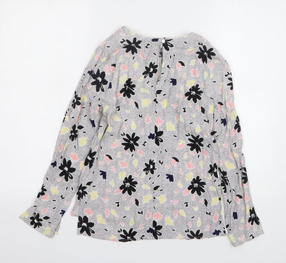 Warehouse Womens Multicoloured Floral Viscose Basic Blouse Size 6 Round Neck