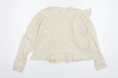 River Island Womens Beige Round Neck Cotton Pullover Jumper Size 8
