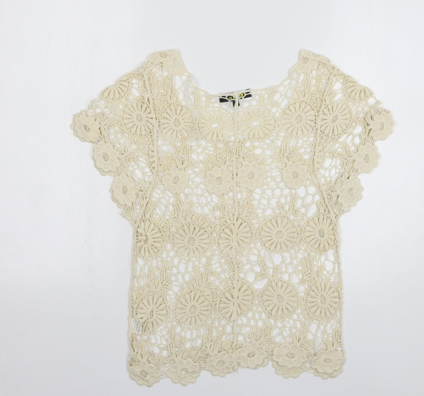 Opium Womens Beige Round Neck Cotton Pullover Jumper Size M
