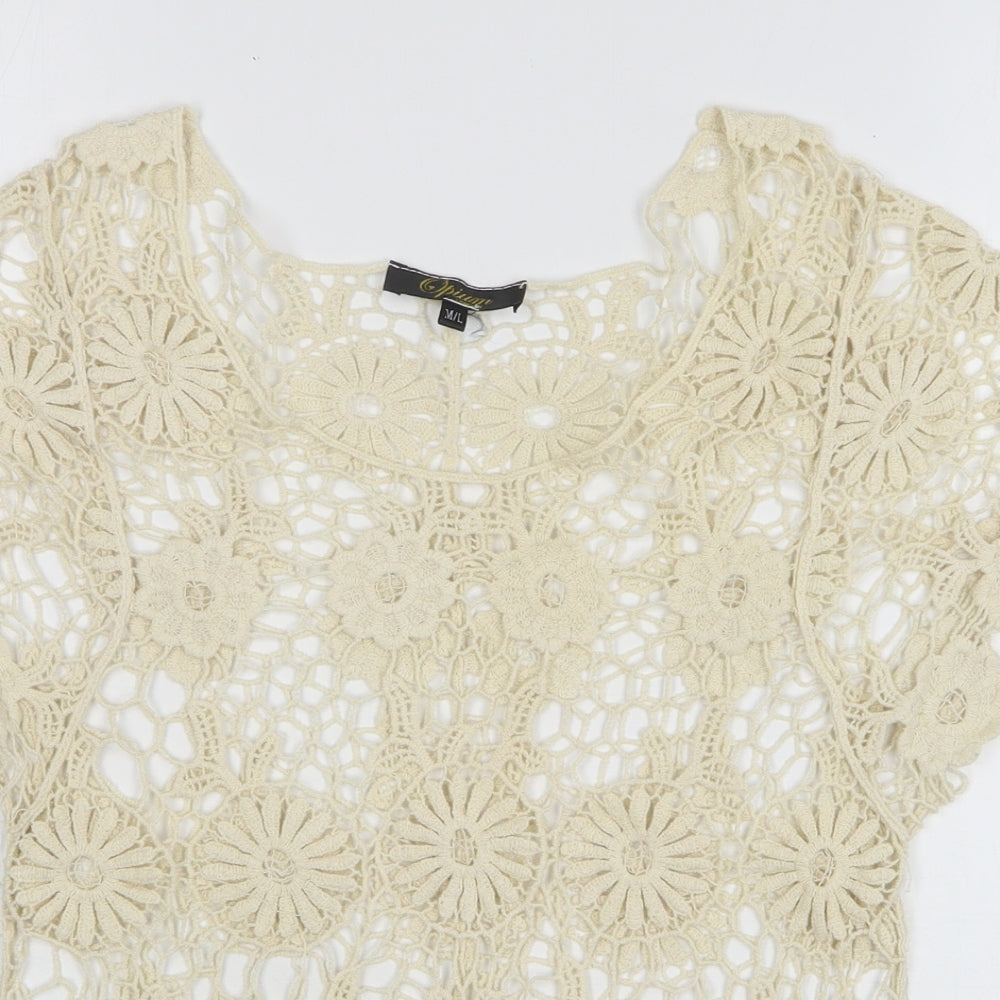 Opium Womens Beige Round Neck Cotton Pullover Jumper Size M
