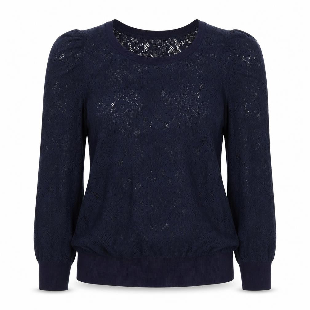 Denim & Co. Womens Blue Boat Neck Polyester Pullover Jumper Size 8