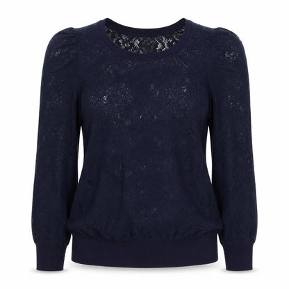 Denim & Co. Womens Blue Boat Neck Polyester Pullover Jumper Size 8