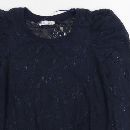 Denim & Co. Womens Blue Boat Neck Polyester Pullover Jumper Size 8