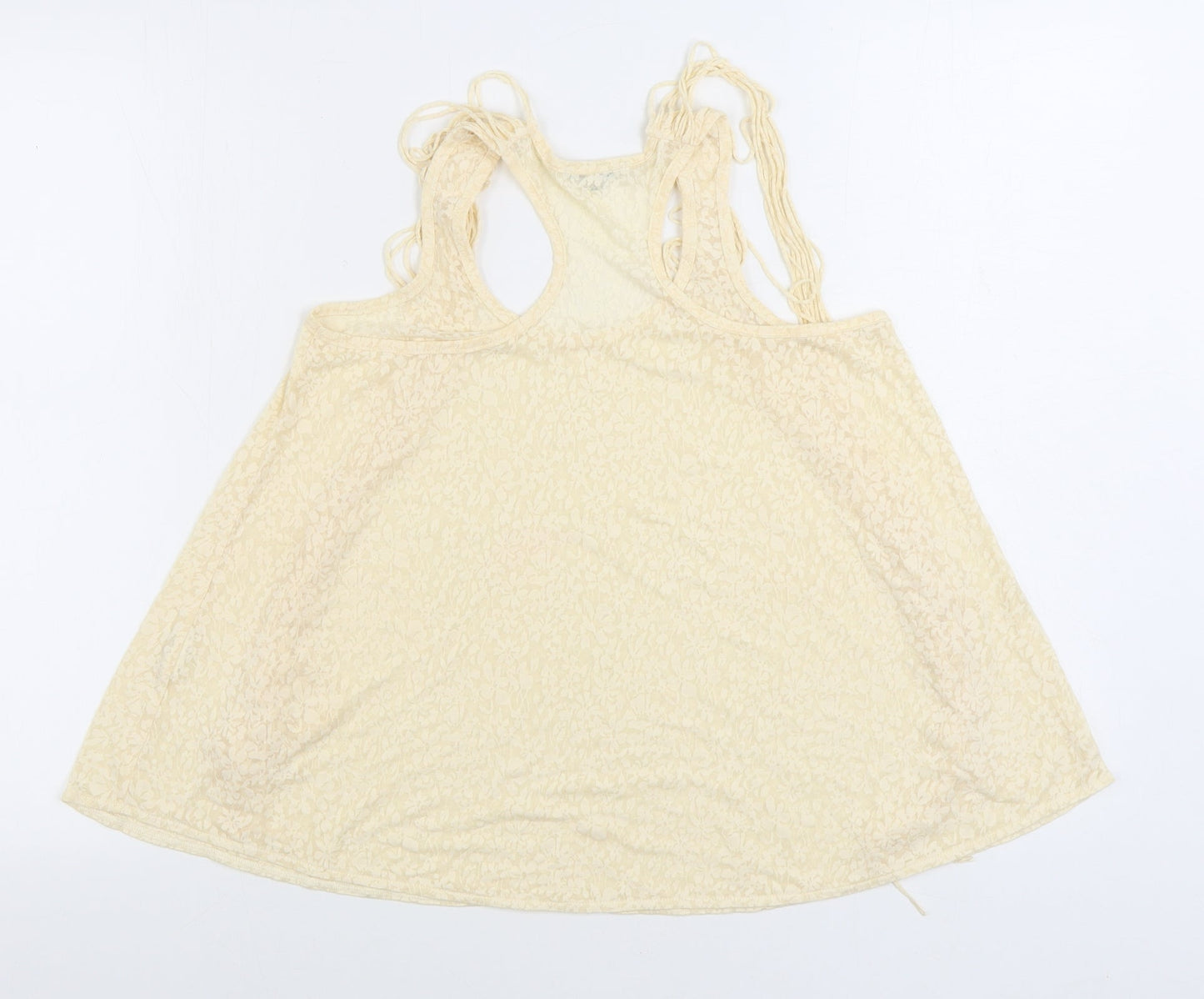 River Island Womens Beige Viscose Basic Tank Size 6 Scoop Neck