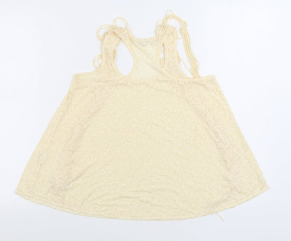 River Island Womens Beige Viscose Basic Tank Size 6 Scoop Neck
