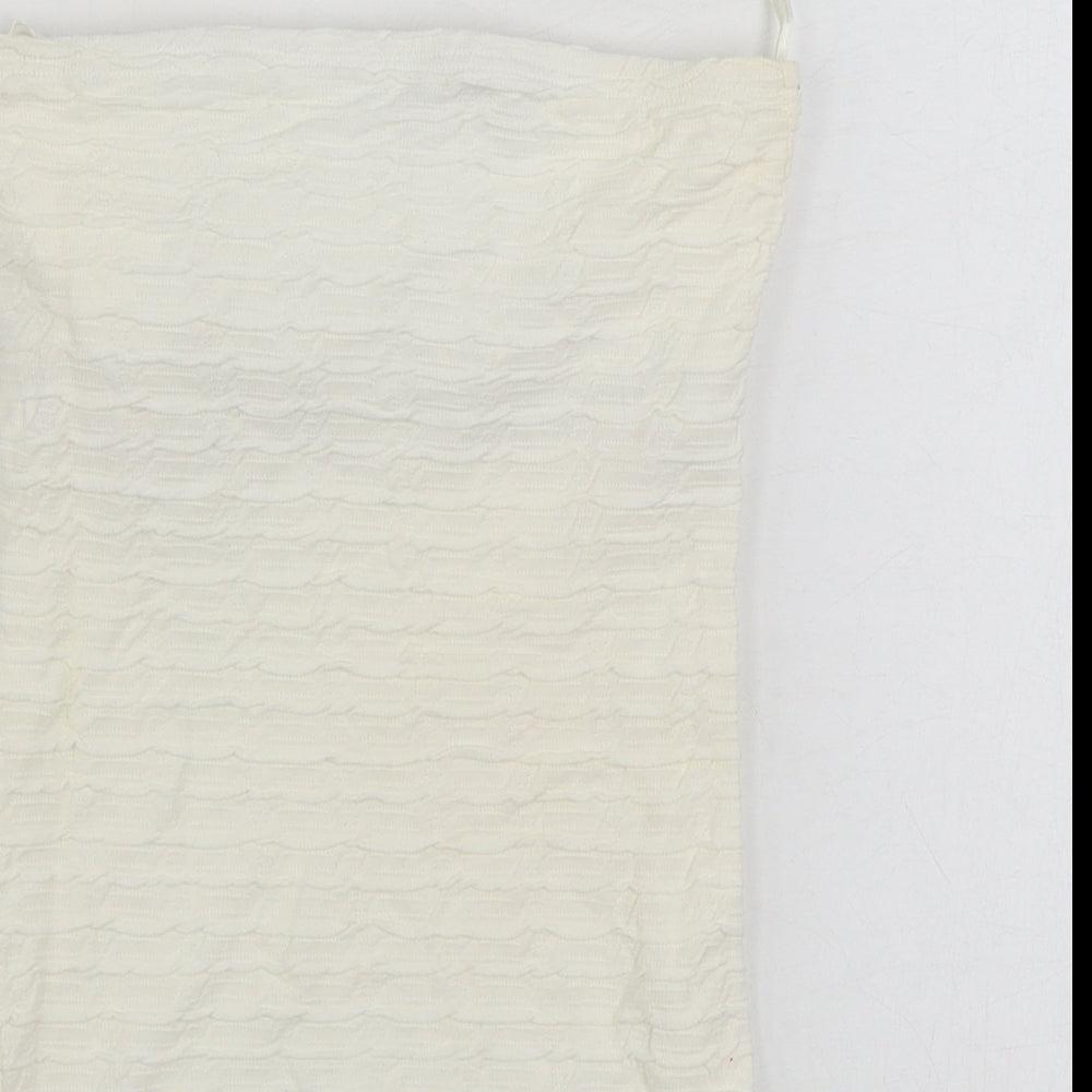 Topshop Womens White Cotton Bodycon Size 8 Off the Shoulder Pullover