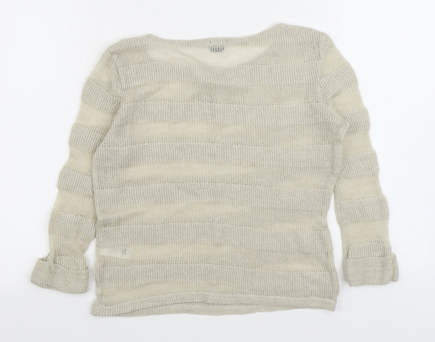 Topshop Womens Beige Boat Neck Polyester Pullover Jumper Size 8